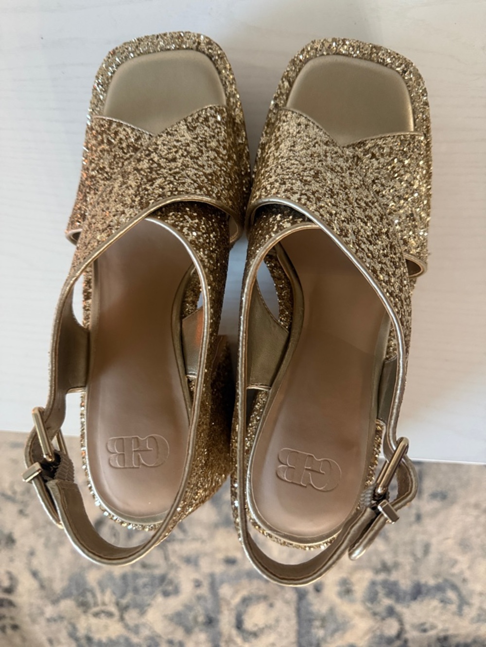 GB girls Gold Glitter Platform Wedge Sandals - Picture 6 of 7